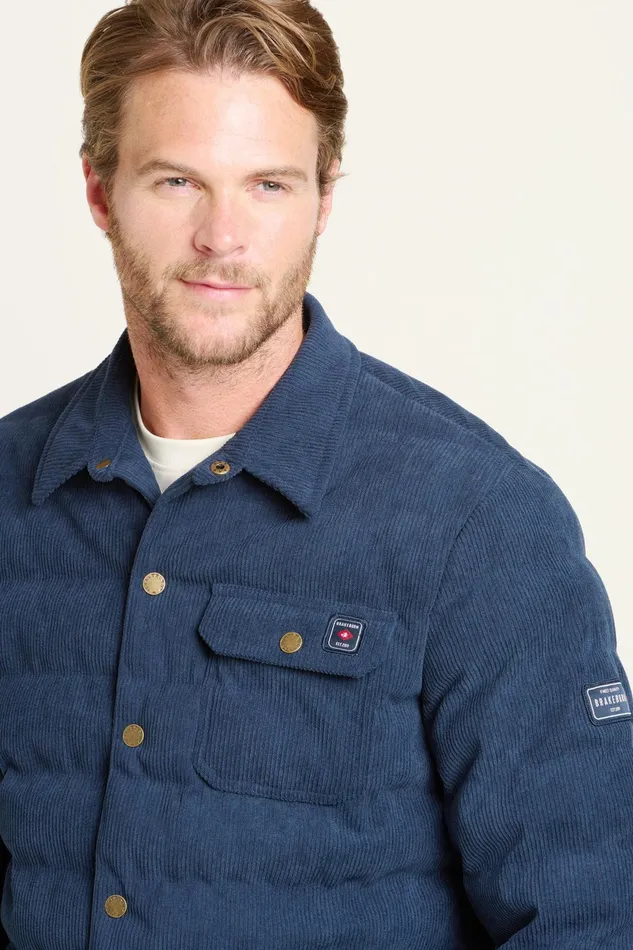Men Brakeburn Coats And Jackets Navy Quilted Corduroy Shacket