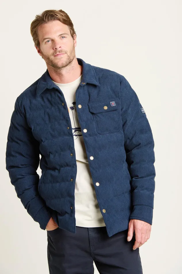 Men Brakeburn Coats And Jackets Navy Quilted Corduroy Shacket
