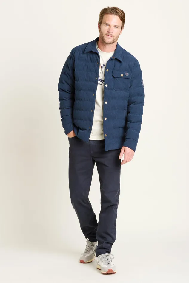 Men Brakeburn Coats And Jackets Navy Quilted Corduroy Shacket