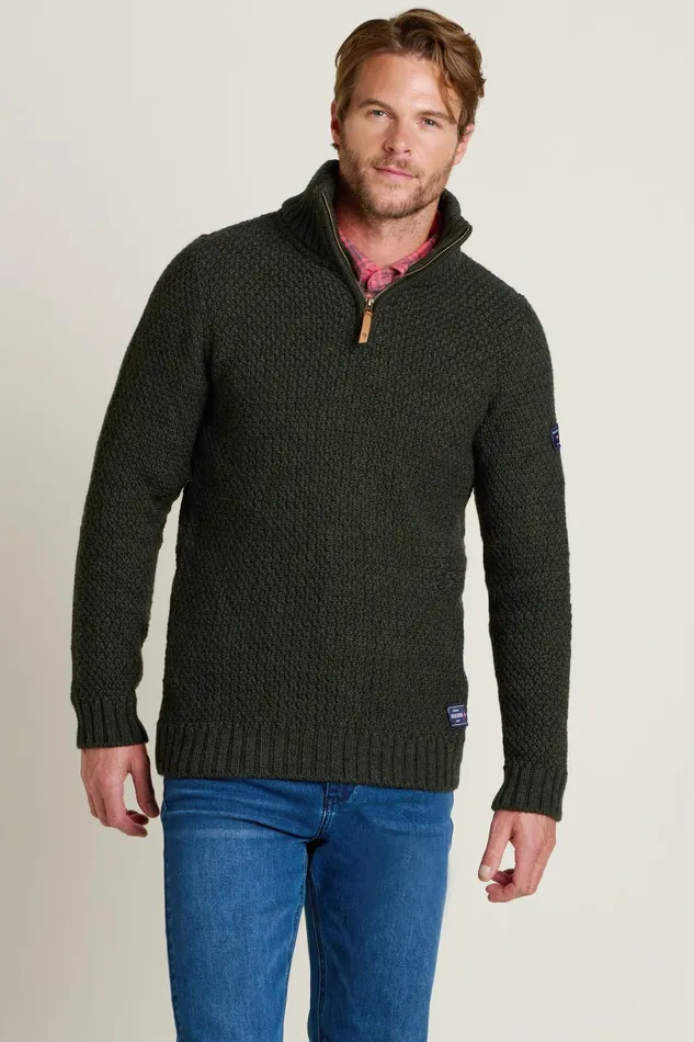 Men Brakeburn Knitwear Green Green Quarter Zip