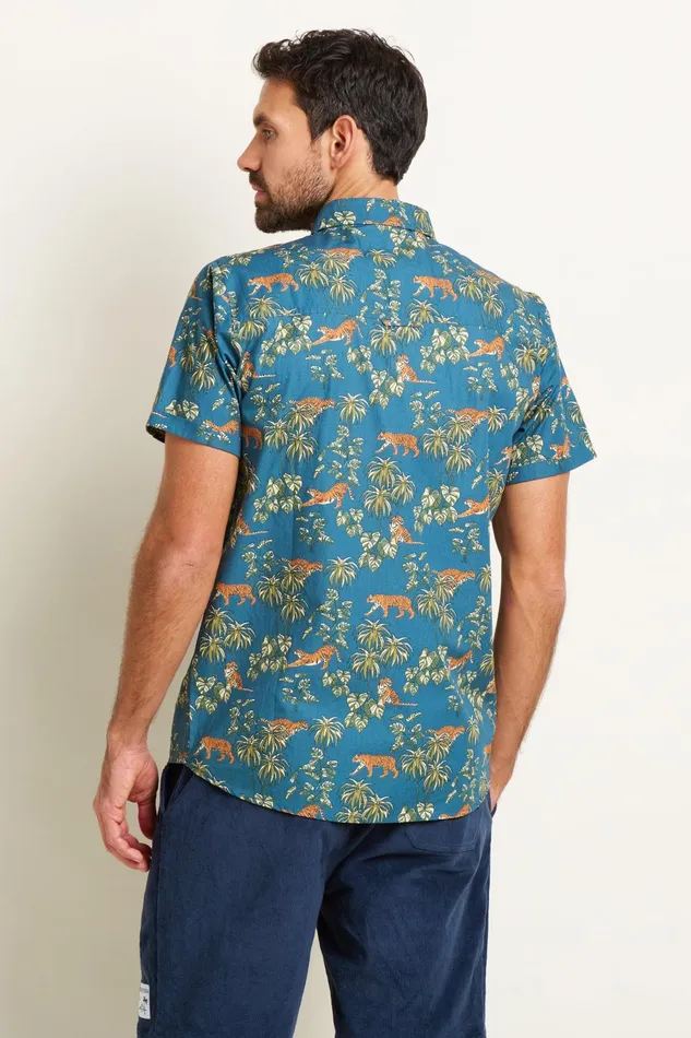 Men Brakeburn Shirts Blue Botanical Tiger Shirt