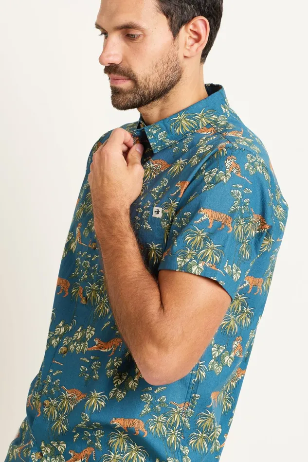 Men Brakeburn Shirts Blue Botanical Tiger Shirt