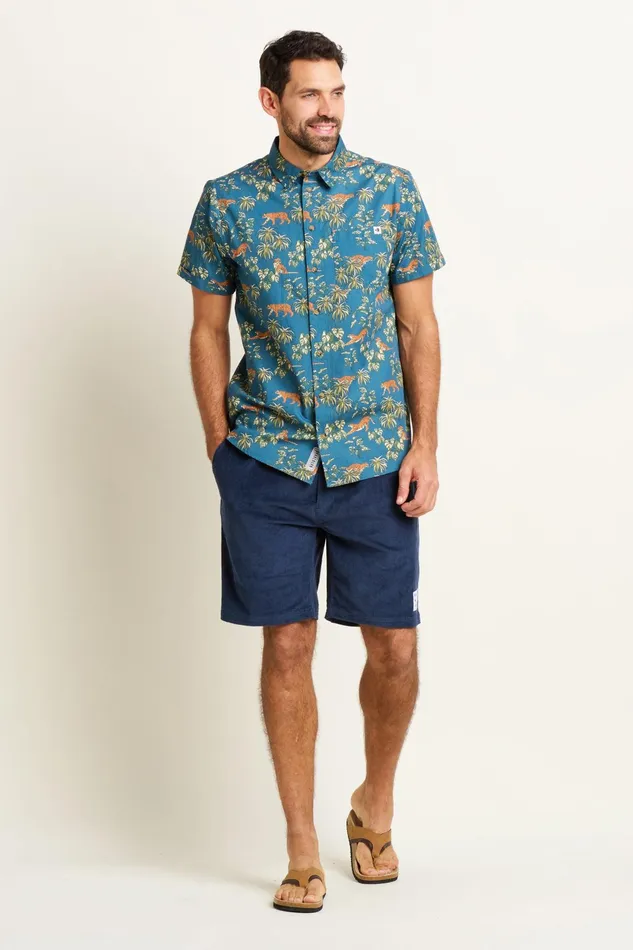 Men Brakeburn Shirts Blue Botanical Tiger Shirt