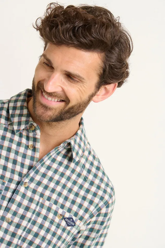 Men Brakeburn Shirts Navy Gingham Shirt