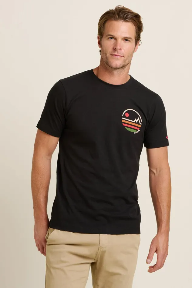 Men Brakeburn TShirts Black Linear Mountains Tee