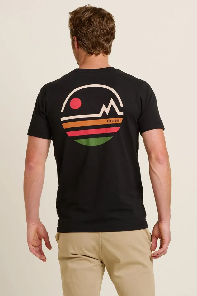 Men Brakeburn TShirts Black Linear Mountains Tee