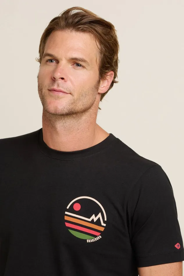 Men Brakeburn TShirts Black Linear Mountains Tee