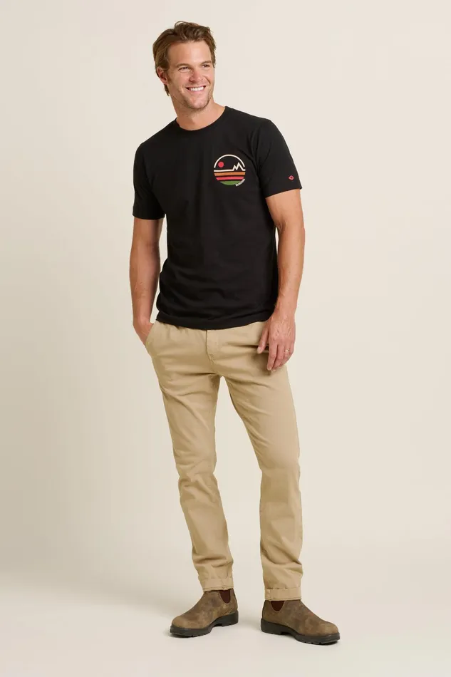 Men Brakeburn TShirts Black Linear Mountains Tee