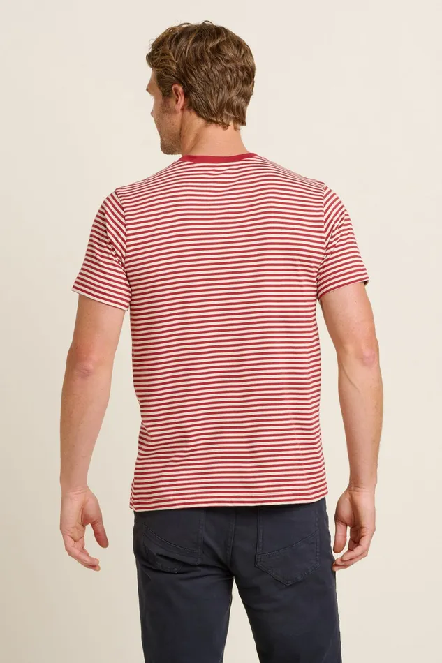 Men Brakeburn TShirts Burgundy Flag Stripe Tee