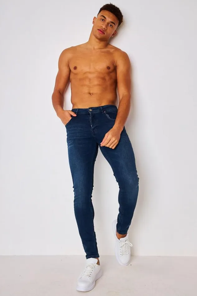 Men Brentiny Jeans In Plain Dark Blue Blue Brentiny Paris Jeans