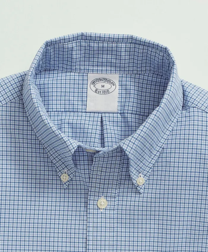 Men Brooks Brothers Stretch Performance Series Check Sport Shirt Blue Brooks Brothers Sport Shirts