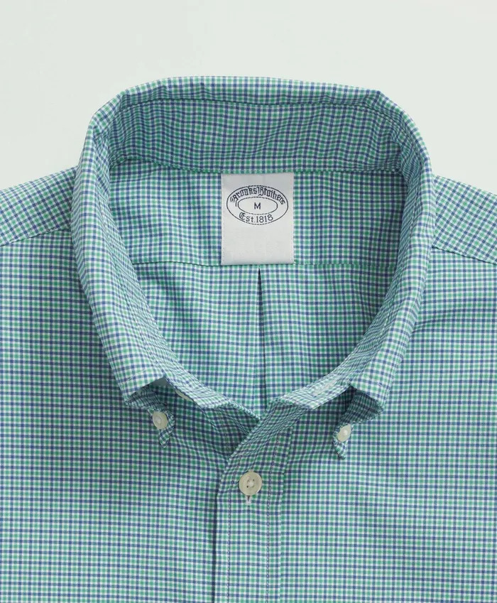 Men Brooks Brothers Stretch Performance Series Check Sport Shirt Green Brooks Brothers Sport Shirts