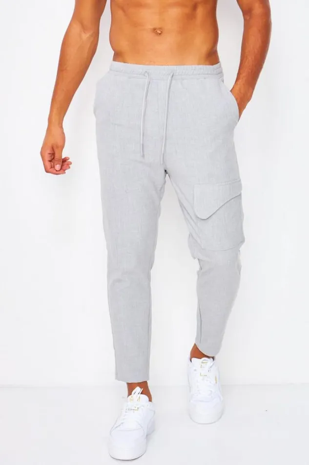 Men Cargo Joggers In Grey Grey Brentiny Paris Pants