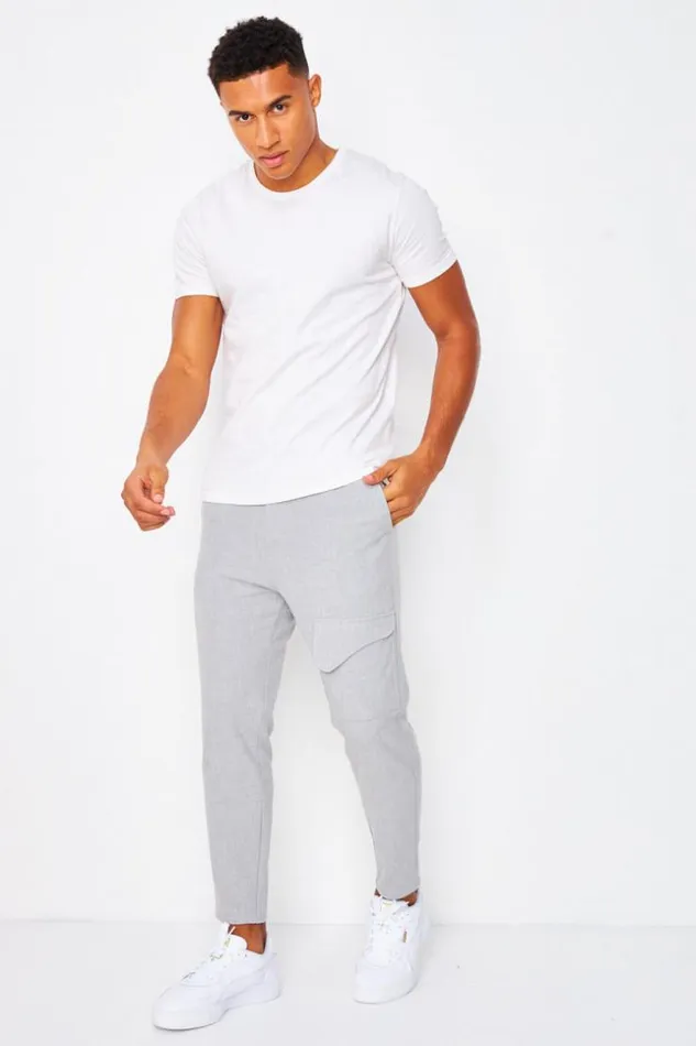 Men Cargo Joggers In Grey Grey Brentiny Paris Pants