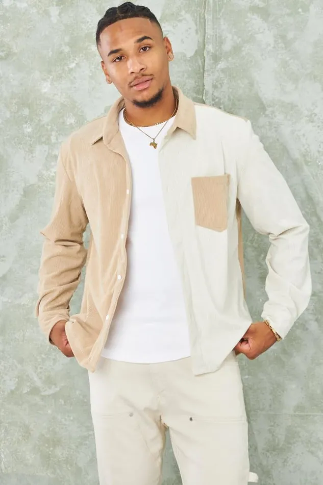 Men Chemise Bicolore Beige Et cru En Velours Ctel Beige Brentiny Paris Shirts Men Chemise Bicolore Beige Et cru En Velours Ctel Beige Brentiny Paris Shirts