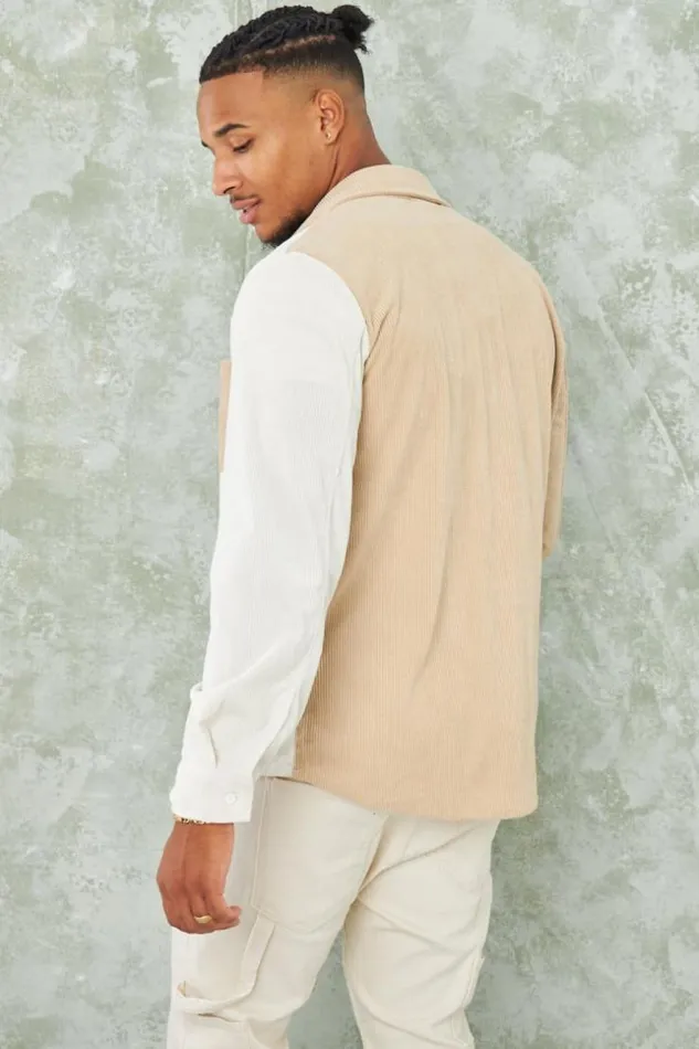Men Chemise Bicolore Beige Et cru En Velours Ctel Beige Brentiny Paris Shirts Men Chemise Bicolore Beige Et cru En Velours Ctel Beige Brentiny Paris Shirts