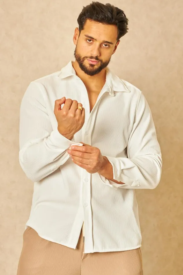 Men Chemise Fluide paisse Texture Blanc White Brentiny Paris Shirts