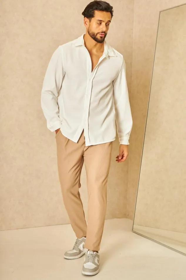 Men Chemise Fluide paisse Texture Blanc White Brentiny Paris Shirts