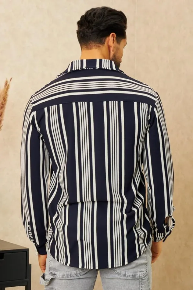 Men Chemise Rayures Bleu Et Blanc Blue Brentiny Paris Shirts
