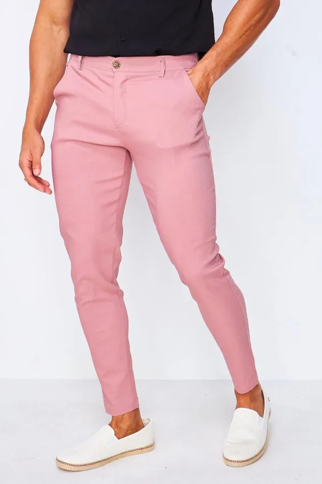 Men Chino Trousers In Pink Pink Brentiny Paris Pants