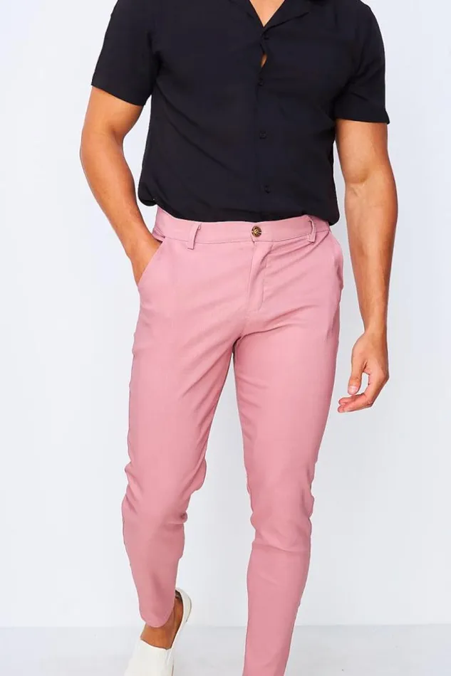 Men Chino Trousers In Pink Pink Brentiny Paris Pants
