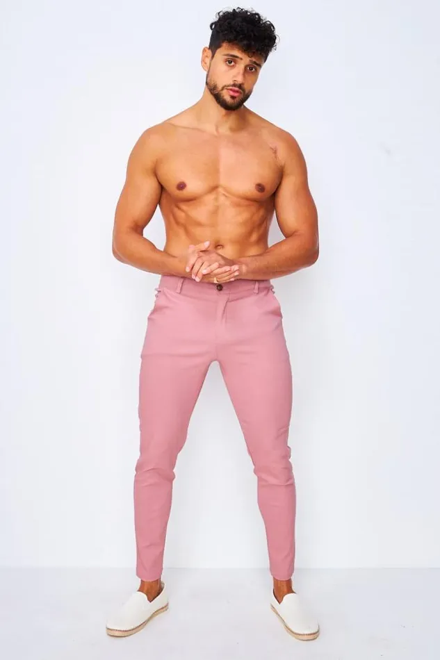 Men Chino Trousers In Pink Pink Brentiny Paris Pants
