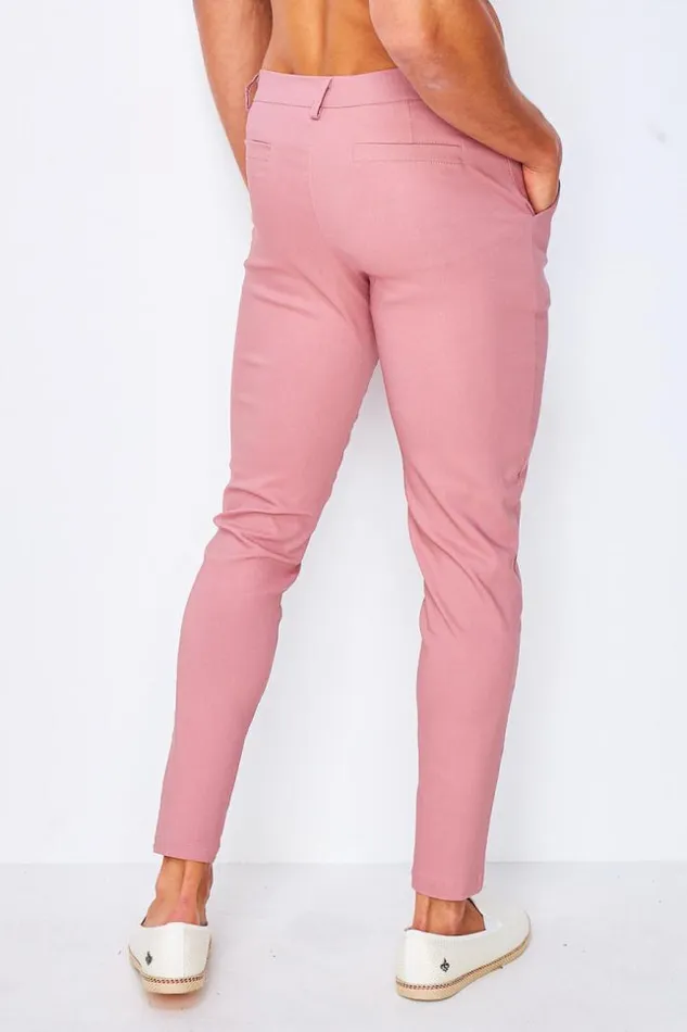 Men Chino Trousers In Pink Pink Brentiny Paris Pants
