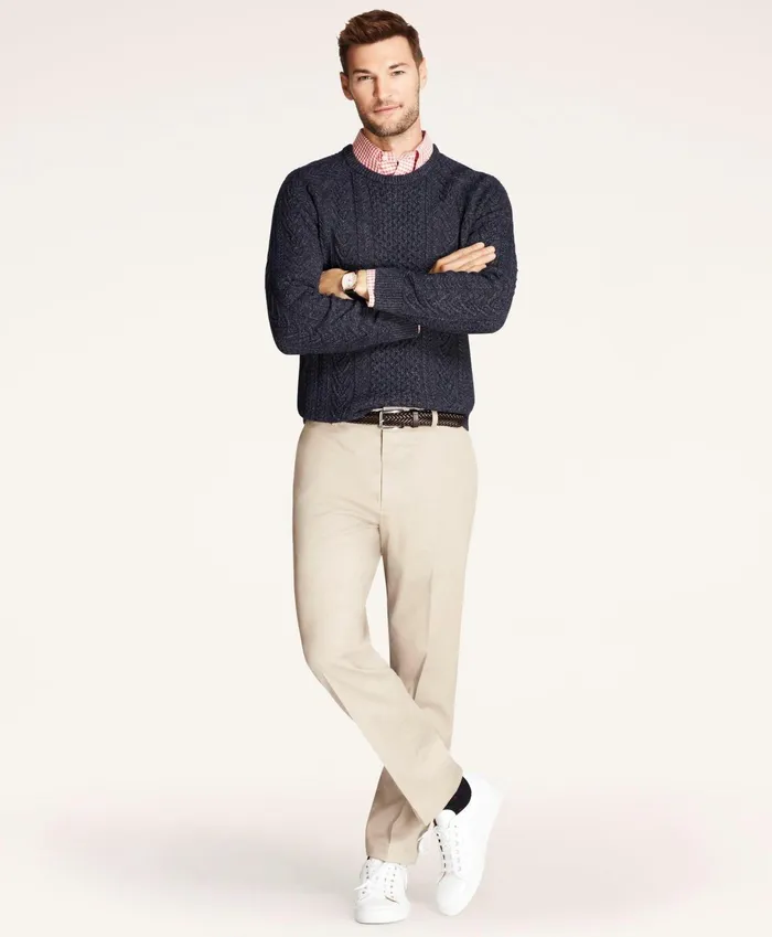 Men Clark StraightFit Stretch Advantage Chino Pants Khaki Brooks Brothers Chinos and Casual Pants