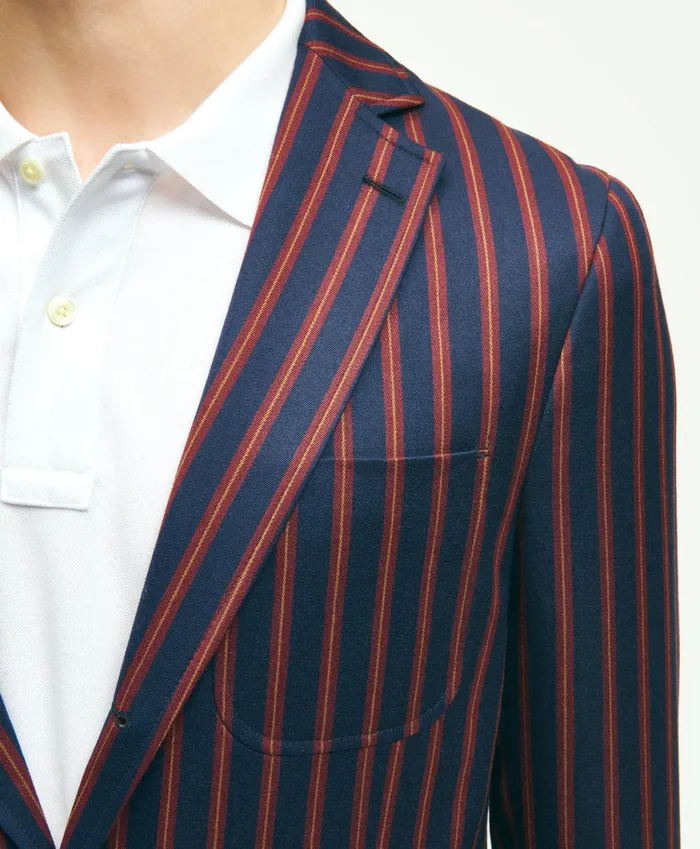 Men Classic Fit Wool Archive Striped Blazer Navy Brooks Brothers Sport Coats and Blazers