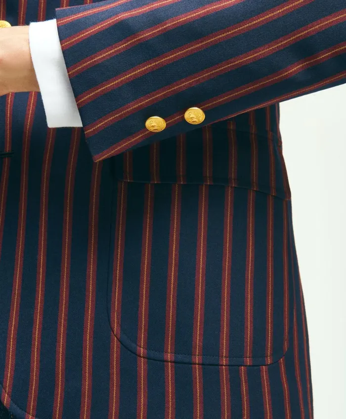 Men Classic Fit Wool Archive Striped Blazer Navy Brooks Brothers Sport Coats and Blazers