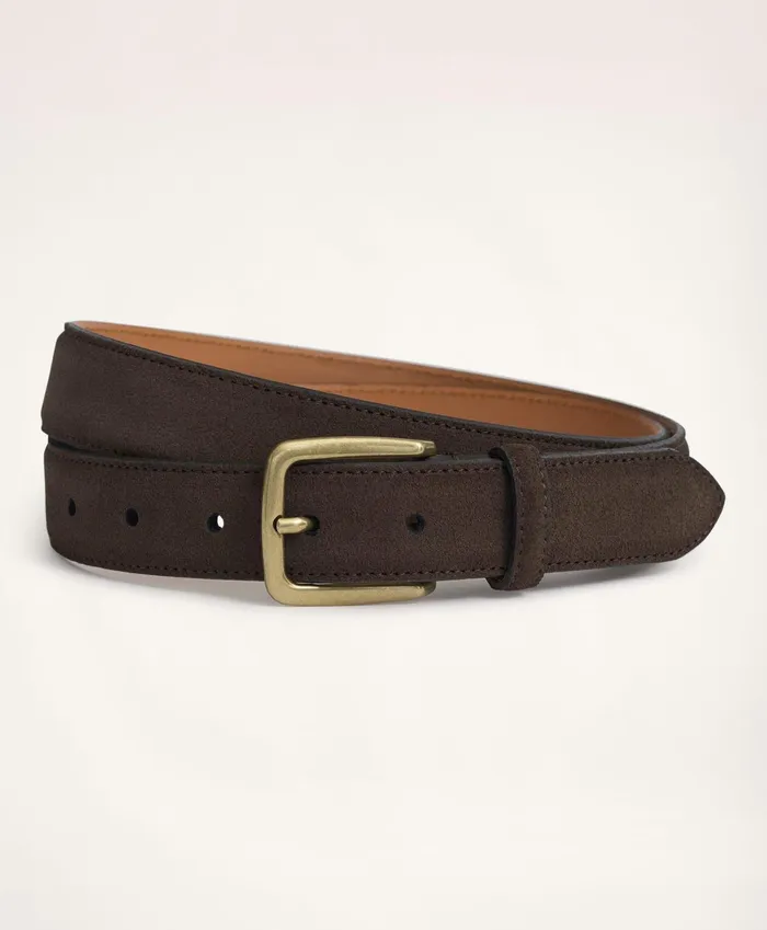 Men Classic Suede Belt Brown Brooks Brothers Belts
