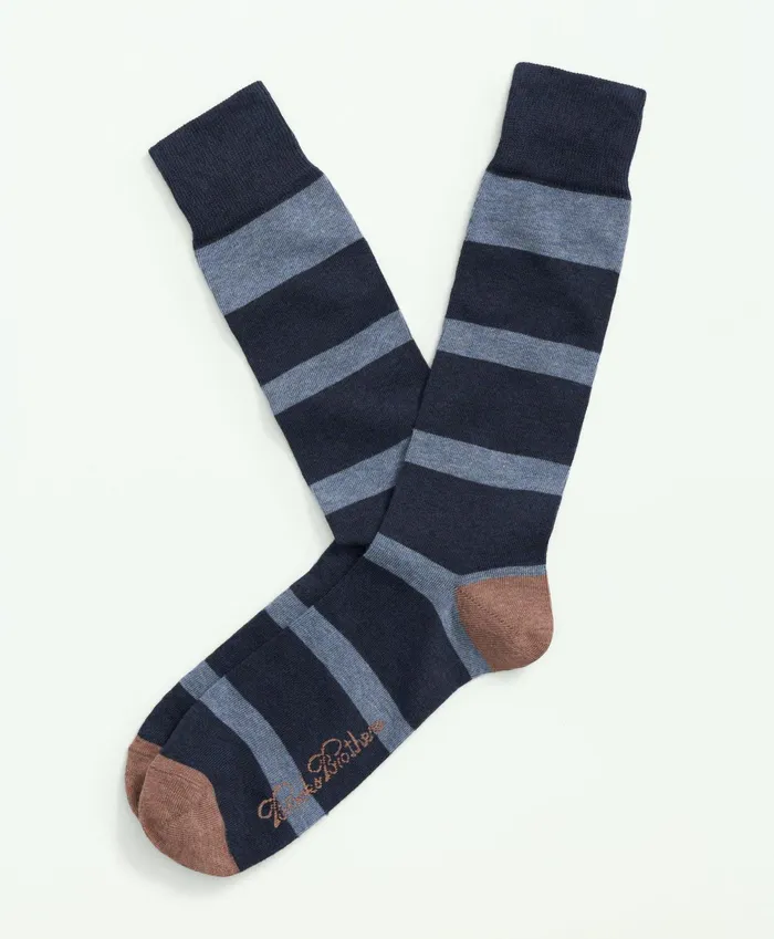 Men Cotton Blend Bb4 Striped Socks Blue Multi Brooks Brothers Sock