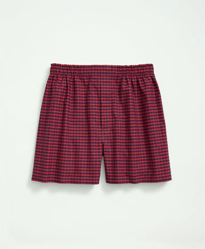 Men Cotton Oxford Gingham Boxers Red Brooks Brothers Underwear