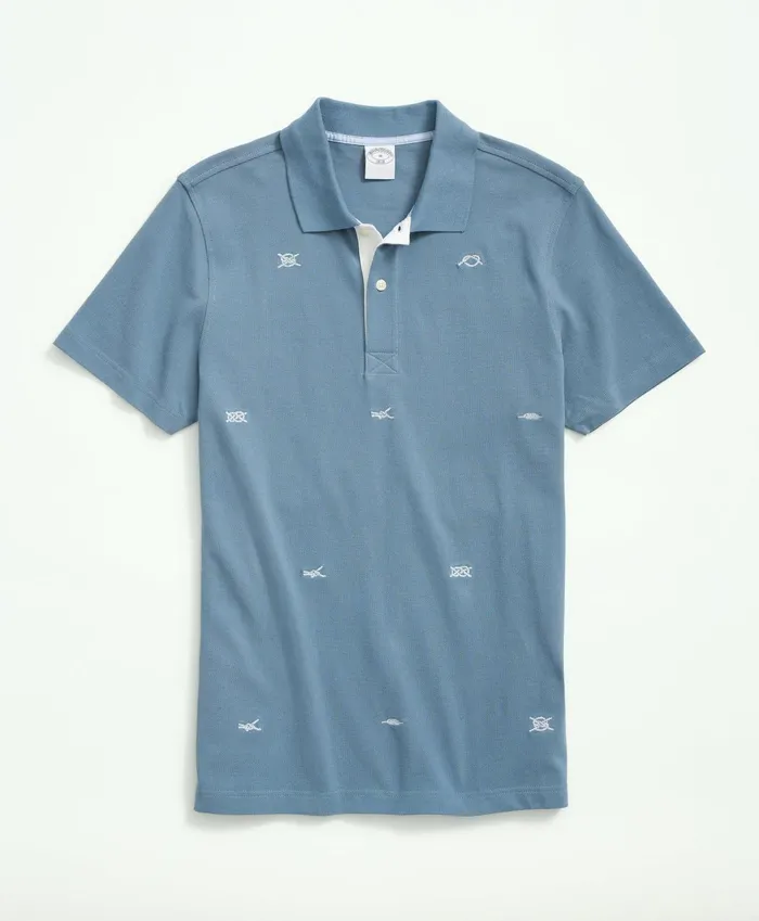 Men Cotton SlimFit Embroidered Rope Polo Shirt Blue Multi Brooks Brothers Polo and Rugby Shirts Men Cotton SlimFit Embroidered Rope Polo Shirt Blue Multi Brooks Brothers Polo and Rugby Shirts