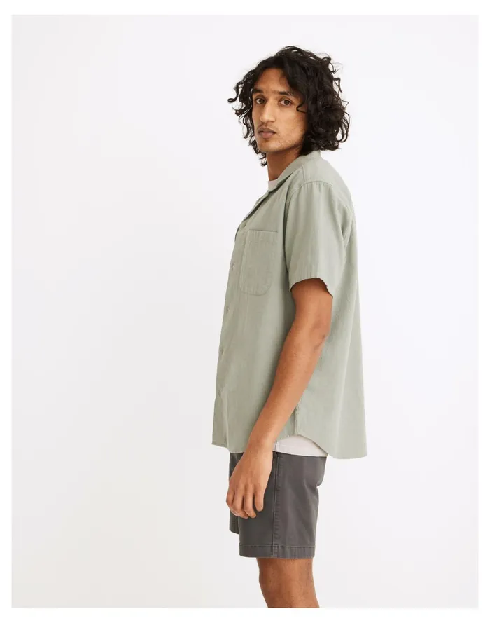 Men Crinkle Cotton Easy Short Sleeve Shirt Frosted Willow Madewell Shirts Men Crinkle Cotton Easy Short Sleeve Shirt Frosted Willow Madewell Shirts