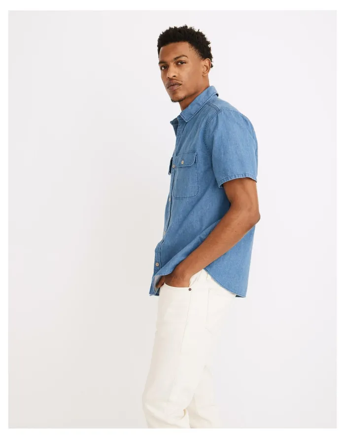 Men Denim Easy Short Sleeve Shirt Bayvale Wash Madewell Shirts Men Denim Easy Short Sleeve Shirt Bayvale Wash Madewell Shirts
