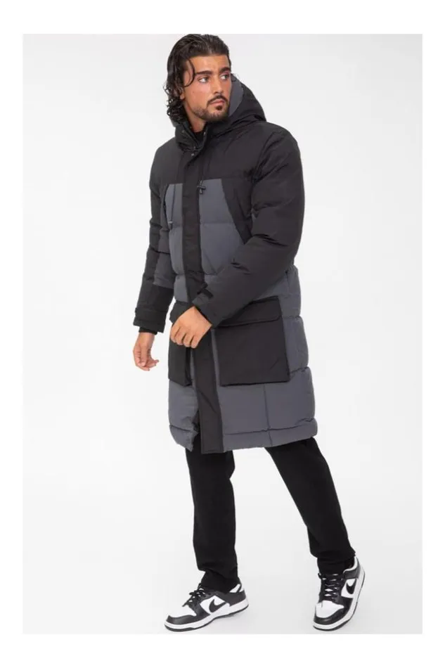 Men Doudoune Matelasse Longue Noir Capuche Brentiny Paris Parkas And Down Jackets
