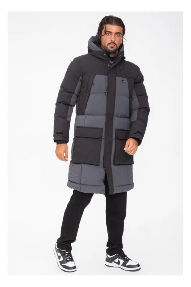Men Doudoune Matelasse Longue Noir Capuche Brentiny Paris Parkas And Down Jackets