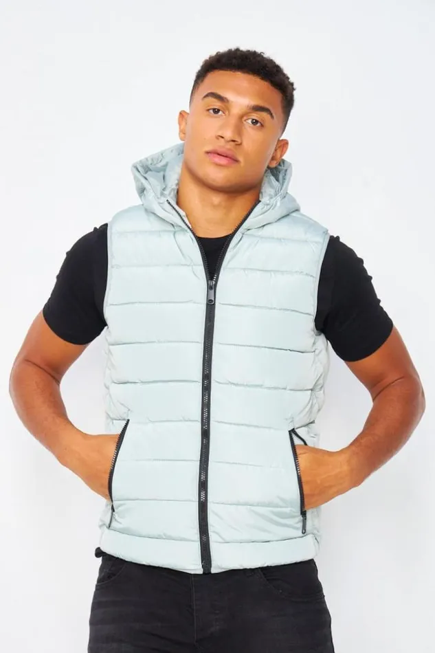 Men Down Vest In Light Green Green Brentiny Paris Parkas And Down Jackets