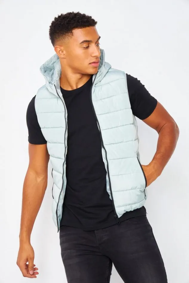Men Down Vest In Light Green Green Brentiny Paris Parkas And Down Jackets