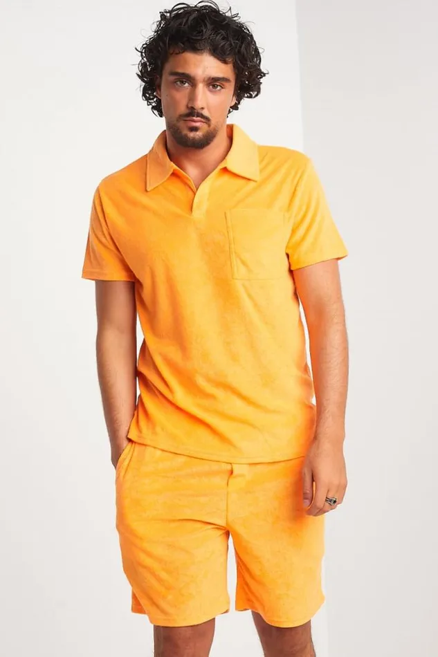 Men Ensemble 2 Pices Polo Short Orange En Velours Orange Brentiny Paris Top Bottom Sets Men Ensemble 2 Pices Polo Short Orange En Velours Orange Brentiny Paris Top Bottom Sets