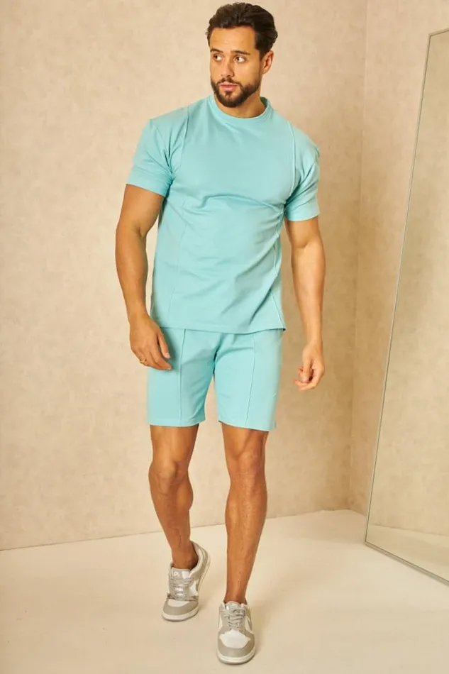 Men Ensemble Turquoise TShirt Short Bleuclair Brentiny Paris Top Bottom Sets