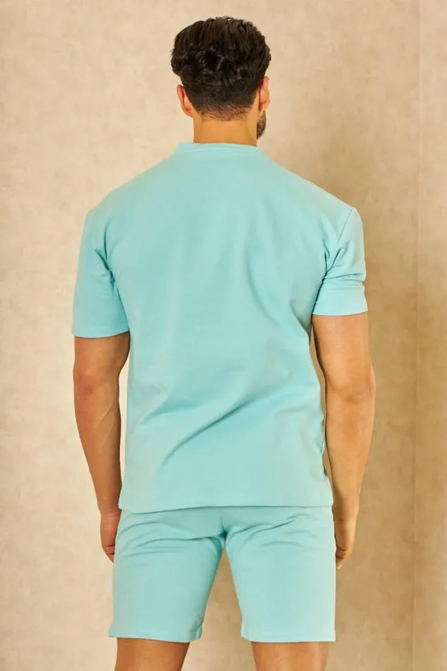 Men Ensemble Turquoise TShirt Short Bleuclair Brentiny Paris Top Bottom Sets
