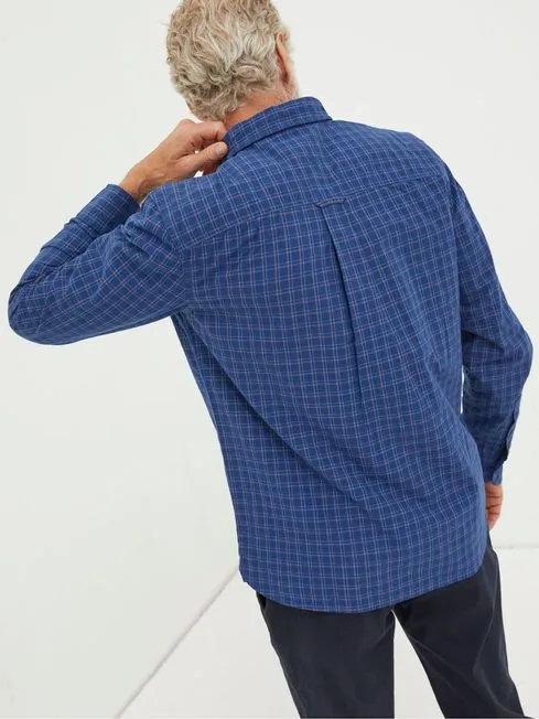 Men Fatface Coats and Jackets Blue Grays Grid Check Shirt Men Fatface Coats and Jackets Blue Grays Grid Check Shirt