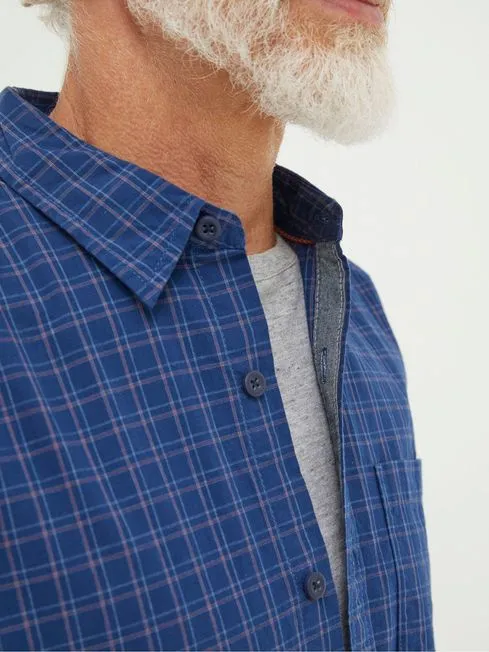 Men Fatface Coats and Jackets Blue Grays Grid Check Shirt Men Fatface Coats and Jackets Blue Grays Grid Check Shirt