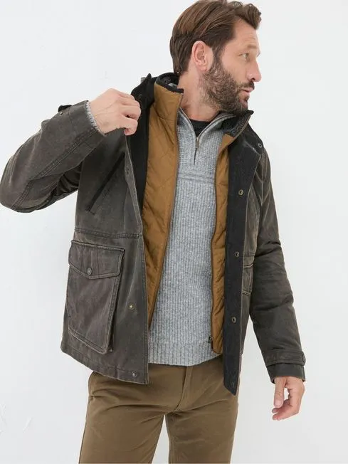 Men Fatface Coats and Jackets Broadsands Brown Funnel Neck Jacket