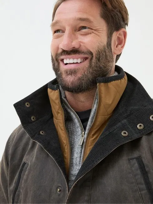 Men Fatface Coats and Jackets Broadsands Brown Funnel Neck Jacket