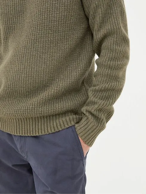 Men Fatface Knitwear Calder Khaki Green Crew Neck Jumper