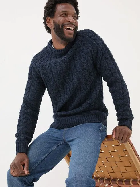 Men Fatface Knitwear Navy Crew Neck Jumper Men Fatface Knitwear Navy Crew Neck Jumper