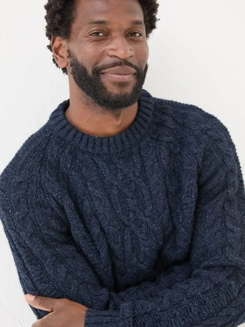Men Fatface Knitwear Navy Crew Neck Jumper Men Fatface Knitwear Navy Crew Neck Jumper